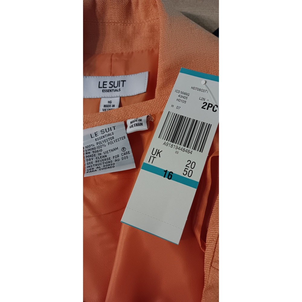 Le Suit Essentials Women Orange Skirt Suit 2pc Blazer Size 16 NEW KS0330 - Picture 5 of 5